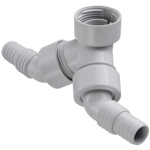 Geberit Raccord double pour tuyau avec clapet anti-retour, PVC, Ø 19/23 mm pour siphon.