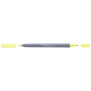 Faber-Castell Dual Marker Goldfaber Giallo Chiaro Velatura con due punte e cappucci rimossi.