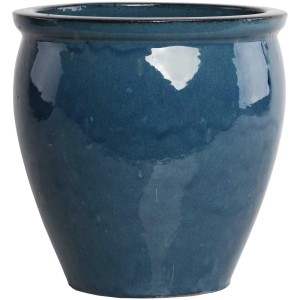 Pot de fleurs rond Gartec bleu royal, Ø 30 cm, pot de fleurs émaillé pour jardin et balcon.