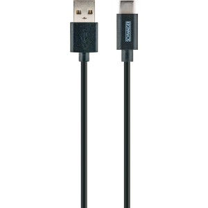 Cavo Schwaiger da USB-C a USB-A, 2m, nero, per caricare e sincronizzare dispositivi.