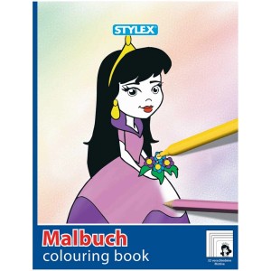 Libro da colorare con principessa e pastelli, libro creativo per bambini.