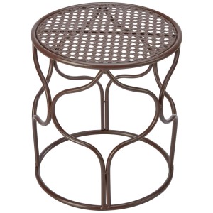 Brauner Pflanzhocker aus pulverbeschichtetem Eisen, Ø 27 cm, für Garten und Innenbereich.