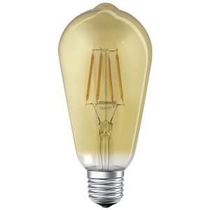 Lampadina LED Ledvance Smart+ Bluetooth Edison Filament E27, bianco caldo 5.5W, dorata.