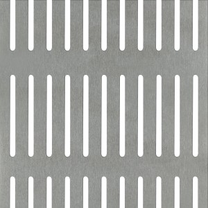 Tôle perforée en aluminium anodisé avec trous oblongs, 200x1000x0,8 mm.