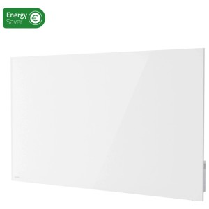 Hombli Smart chauffage infrarouge Heatpanel en verre blanc. Radiateur électrique plat et moderne mural.