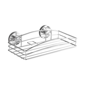 Wenko Mensola a muro Vacuum-Loc Cromato, cestello in filo metallico con sistema di fissaggio a ventosa per bagno e cucina.