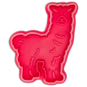 Korallefarbener Lama Ausstecher aus Kunststoff, 7,5 cm, für Teig und Fondant.