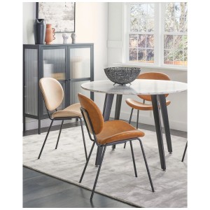 Beliani Esszimmerstühle Luana, 2er-Set, braunes Kunstleder, Metallbeine. Polsterstühle für Esszimmer.