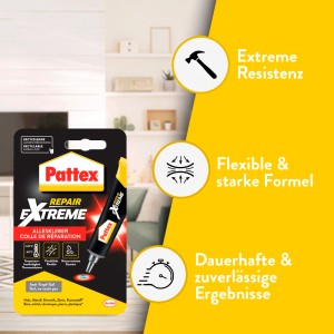Pattex Repair Extreme colla universale, tubo da 8g, trasparente. Colla forte e resistente all'acqua per riparazioni.