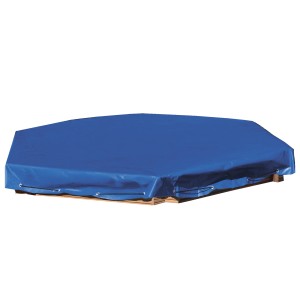 Copertura blu per sabbiera esagonale con cordino elastico.