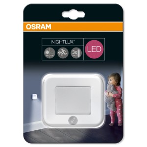 Luce notturna Ledvance LED Nightlux Hall White con sensore di movimento, confezionata.