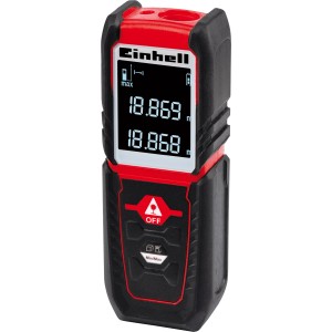 Télémètre laser Einhell TC-LD 25, outil de mesure rouge/noir avec écran.