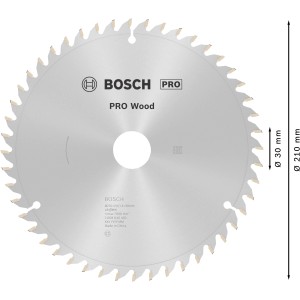 Lama per sega circolare Bosch in metallo duro, diametro 210 mm, per tagli precisi nel legno.