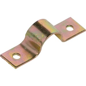 Collier de serrage jaune zingué, 23 mm, pour fixer les tuyaux et les panneaux.