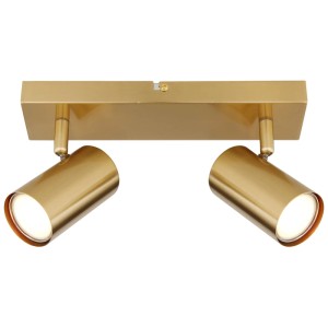 Faretto Globo oro spazzolato con 2 spot GU10, design elegante per interni.