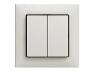 Feller Doppel-Druckschalter Frontplatte EdizioDue Hellgrau