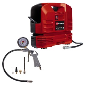 Einhell TC-AC 190 OF compresseur sans huile avec gonfleur, soufflette et adaptateurs.