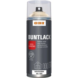 Spray di vernice lucida OBI RAL 1015 avorio chiaro, bomboletta da 400 ml.