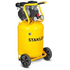 Compresseur Stanley SXCMS1350 Silent vertical jaune avec réservoir de 50 l et manomètre.