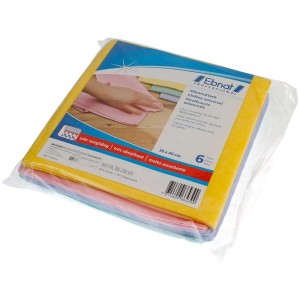 Confezione da 6 panni multiuso assortiti, assorbenti e lavabili.