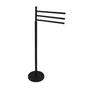Portasciugamani MSV Ella in acciaio nero opaco autoportante con 3 barre (40x20x84,5 cm).
