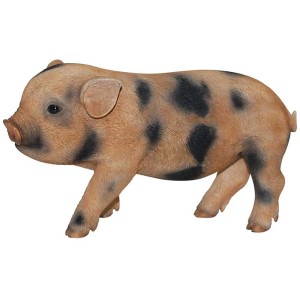 Vivid Arts Mini-Schwein, beige mit schwarzen Flecken, Gartendeko, 13x23x9 cm.