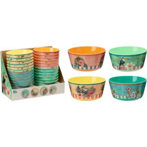 Bols en mélamine, Ø 14cm, motifs jungle, vaisselle pour pique-niques et usage quotidien.