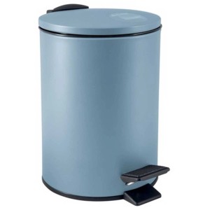 Spirella Pattumiera a pedale Adelar, blu opaco, 3 litri. Cestino cosmetico con pedale e chiusura soft.