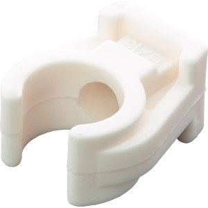 Clip per tubo singolo bianco, Ø 18 mm, in plastica con manicotto filettato M6.