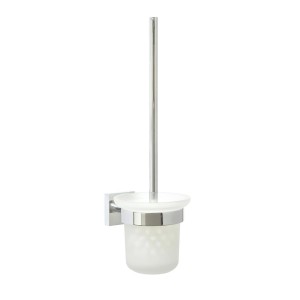Nie Wieder Bohren Ensemble brosse WC Ekkro avec support chromé et verre satiné.