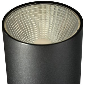 Dettaglio della lampada da terra a LED Mondilux Soria nera, alta 180 cm.