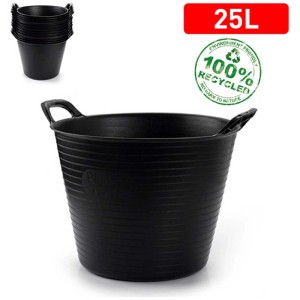 Panier de transport Flexitube noir, 25 l, en plastique recyclé avec poignées.