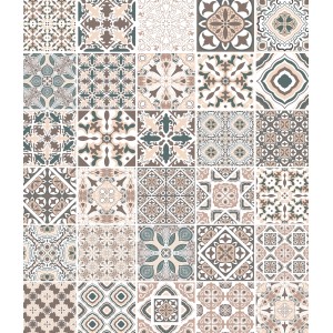 Crédence en verre Wenko, motif carreaux 60x70 cm, avec carreaux beiges, marrons et verts.
