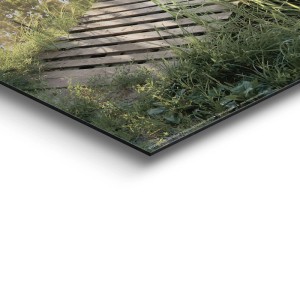 Reinders Deco Panel Morning Lake Jetty: Landschaftsbild mit Holzsteg am nebeligen See, grünem Gras. MDF, 40x50 cm.