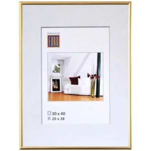 Cornice portafoto dorata KR1 in plastica, 29,7x42 cm (A3), per foto e immagini.