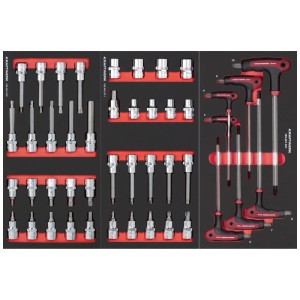 Kraftwerk BT700 Pro+ contenu du chariot d'atelier : Diverses clés, embouts et douilles dans le chariot.