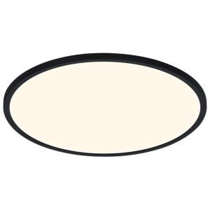 Plafoniera Nordlux Oja 42 nera, rotonda e piatta, ideale per bagno e esterni.