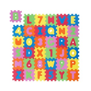 Tapis puzzle Andiamo multicolore, 36 pièces avec lettres et chiffres pour enfants.