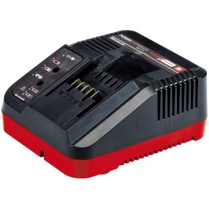 Chargeur rapide Einhell Power X-Change pour tronçonneuses sans fil et autres appareils.
