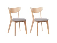 Beliani Chaise Erie bois d'hévéa clair Assise Gris 2 pcs