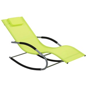 Bain de soleil à bascule de jardin Beliani Carano vert citron avec repose-tête.