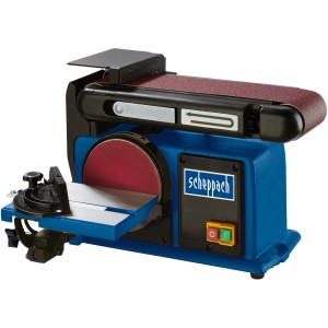 Ponceuse à bande et à disque Scheppach BTS 800 pour le ponçage du bois et des matériaux similaires.