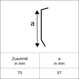 Schizzo listello di colmo in alluminio naturale, 70x2000mm, finitura per tetti e pareti.