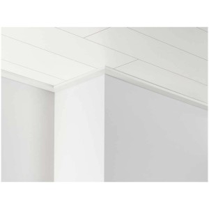 Parador listello per soffitto DAL 3, bianco seta opaco, montato su soffitto e parete.