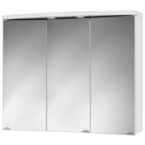 Armoire de toilette Sieper Ancona LED avec 3 portes miroir en verre cristal et éclairage.