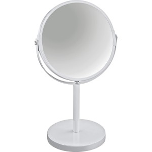 Specchio da tavolo bianco Spirella Sydney, specchio cosmetico rotondo con base.