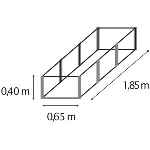Schizzo del letto rialzato da interno Vitavia Linus 401 S, un letto rialzato in metallo di 40 x 185 x 65 cm.