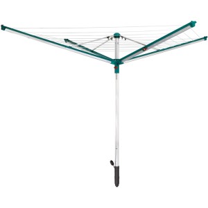 Stendibiancheria a ombrello Leifheit Linomatic 500 Deluxe con 50m di filo, riavvolgimento automatico e sistema Easy-Lift.