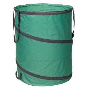 Sac de jardin Pop Up vert avec un volume de 85 l et des boucles de transport pour les déchets de jardin.