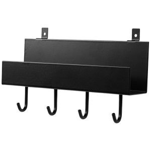 Mensola nera Denpanels con ganci, 215 mm, per pannelli acustici.